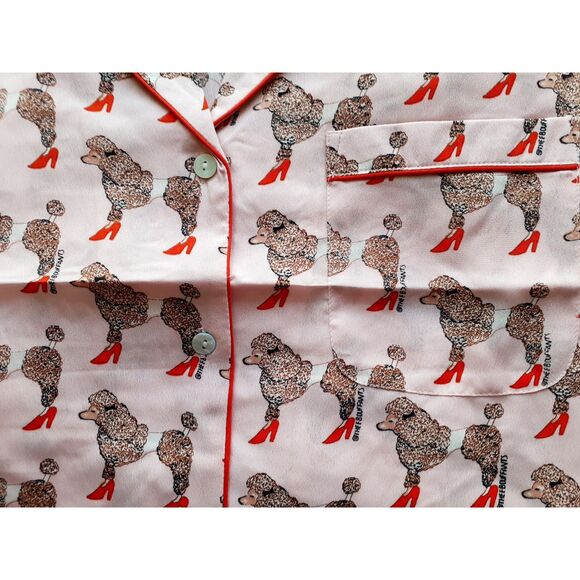 BOUFFANTS & BROKEN HEARTS 2pc Sassier Poodles Pajama Pink Shorts Set Small NWT - Picture 10 of 14